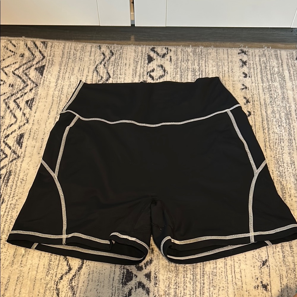 BuffBunny Black Bike Shorts with Geometric Stitching